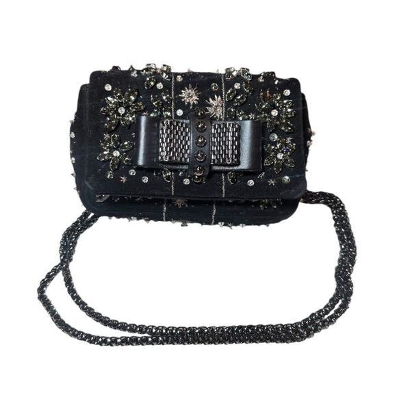 Christian Louboutin Handbags - CHRISTIAN LOUBOUTIN Black Suede Sweet Charity Embellished Crossbody Evening Bag